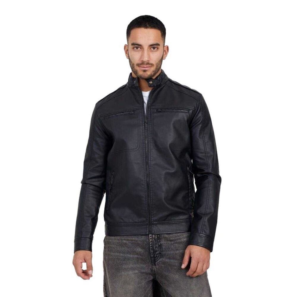 Brave Soul Mens Faux Leather Jacket / Black